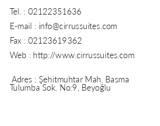 Cirrus Suites iletiim bilgileri
